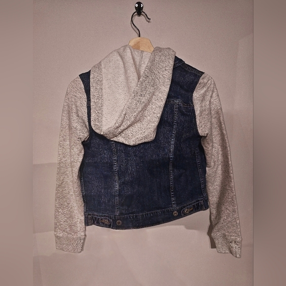 Levis Jean Jacket Boys Girls Blue Denim Gray Hoodie W. Hood Sizs XS BNWTs - Picture 6 of 6
